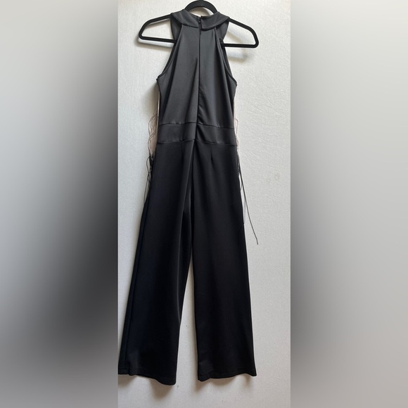Neoma Black and Pink Fringe Party Jumpsuit Sz M 18” PTP - Picture 12 of 12